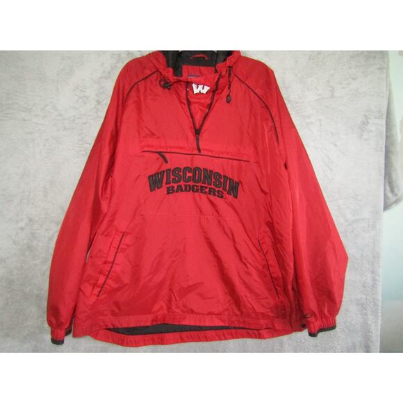 G-III Wisconsin Badgers Pullover Windbreaker Jacket 3XL Red NCAA Carl Banks - Picture 1 of 15
